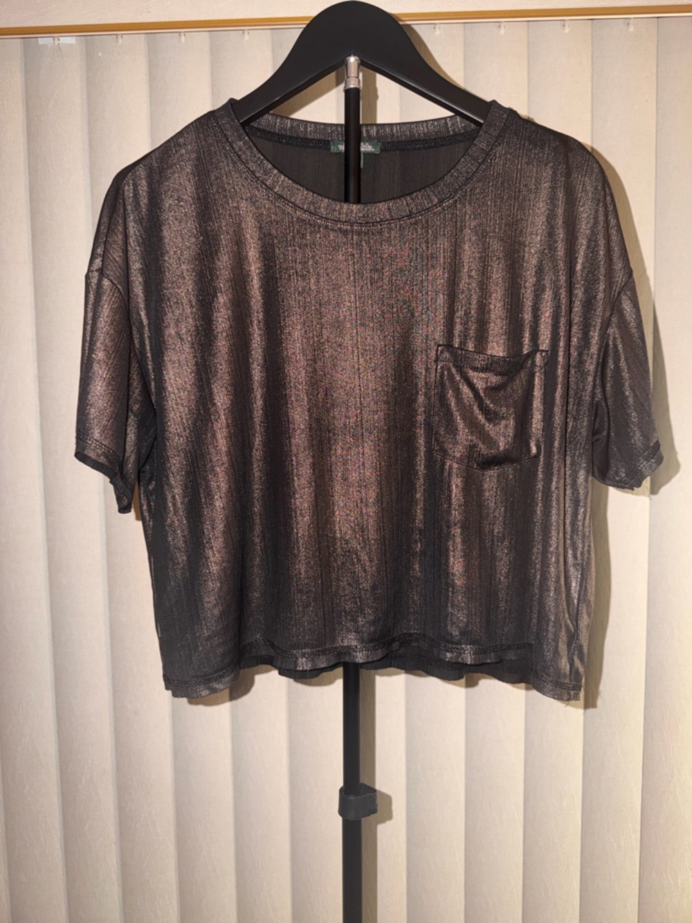 Metallic Bronze Pocket Crop Tee